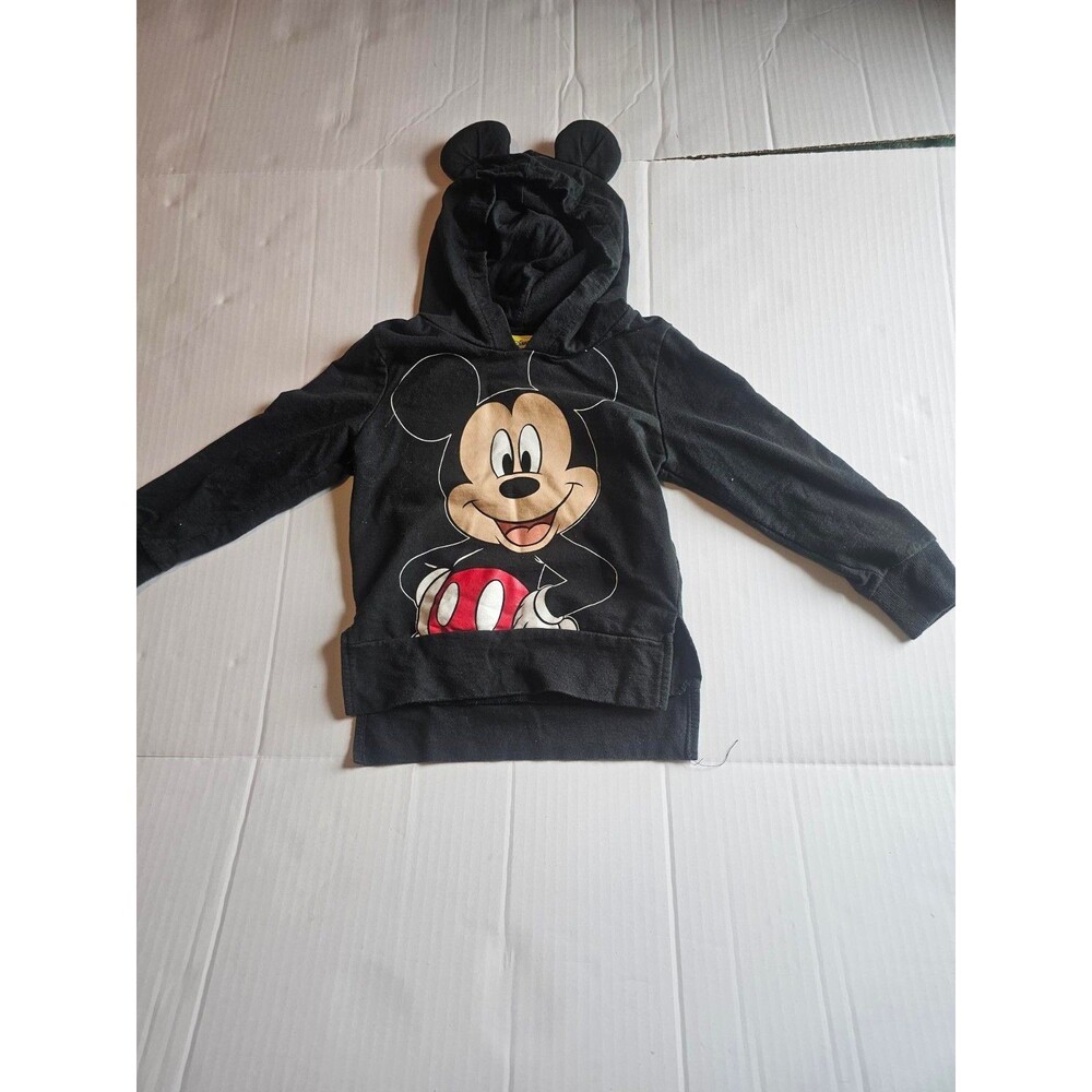 Disney Mickey Mouse Toddler 3T Hoodie Black 3D Ears Pullover Sweatshirt
